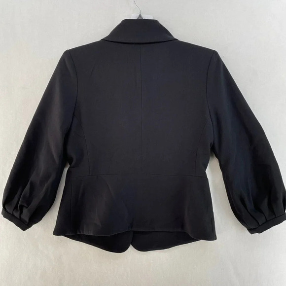 Cabi Abbott Jacket Women's Sz 4 Black Collared Brass Button Peplum Stretch #3027 - Picture 2 of 10